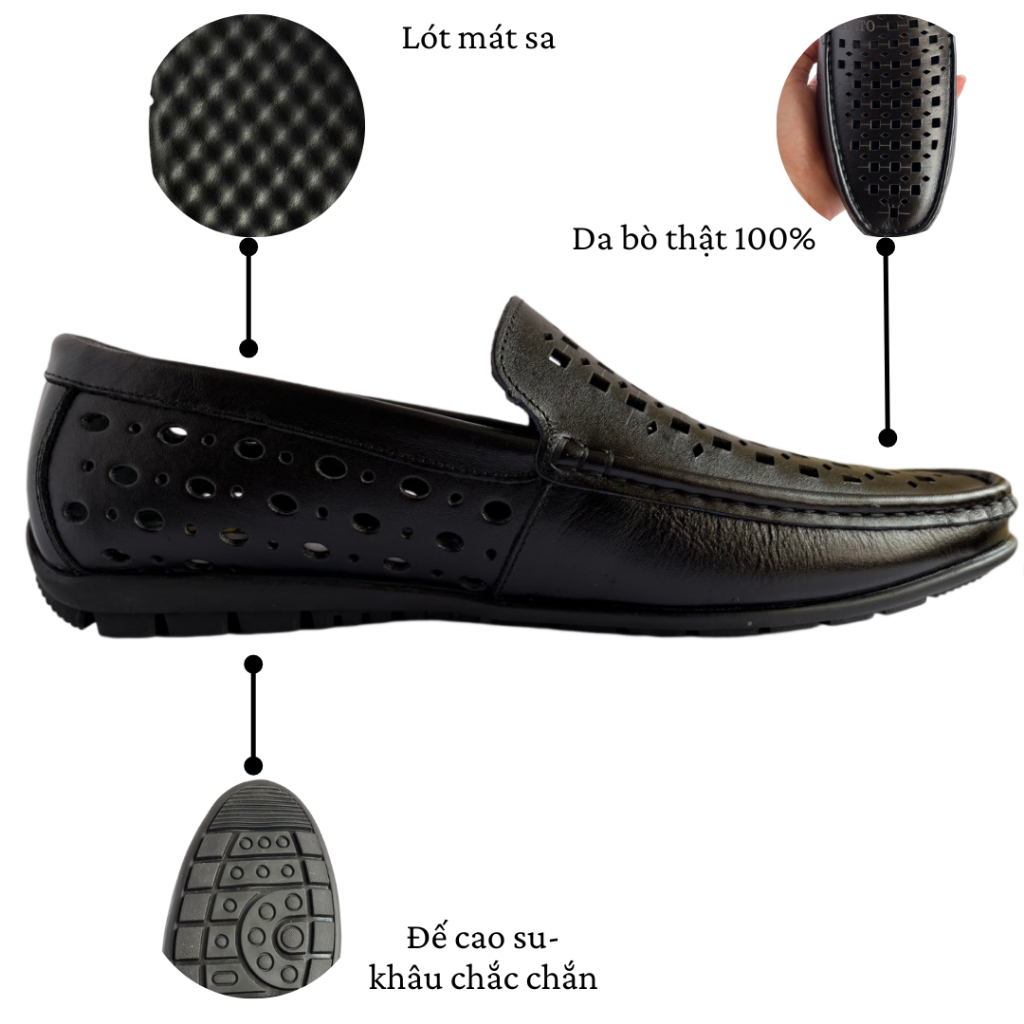 Giày da nam đục lỗ chất liệu da bò cao cấp (Màu nâu- màu đen)