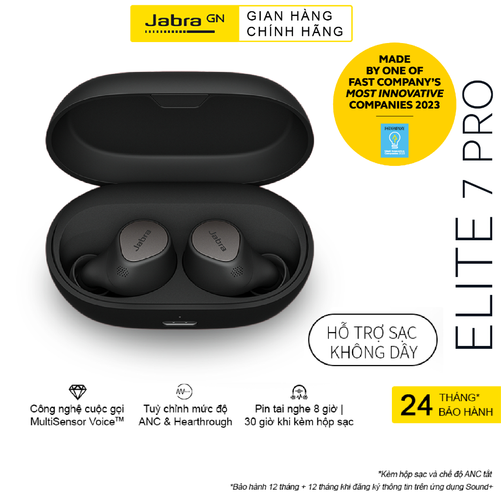 Tai Nghe True Wireless Jabra Elite 7 Pro Sạc Không Dây Chống Ồn ANC 4 Microphone - Hàng Chính Hãng