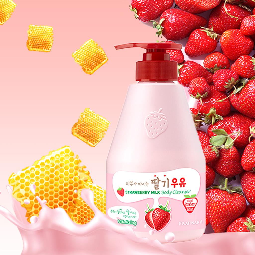 Sữa tắm trắng, dưỡng da hoa quả Kwailnara Body Cleanser Hàn Quốc 560ml - Hương chuối, hương dâu và hương d
