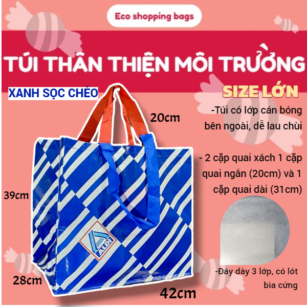 Combo 10 túi thân thiện môi trường, có size lớn nhỏ, đựng đồ, tặng quà, pp bag, sử dụng nhiều lần, đi siêu thị, đi chợ