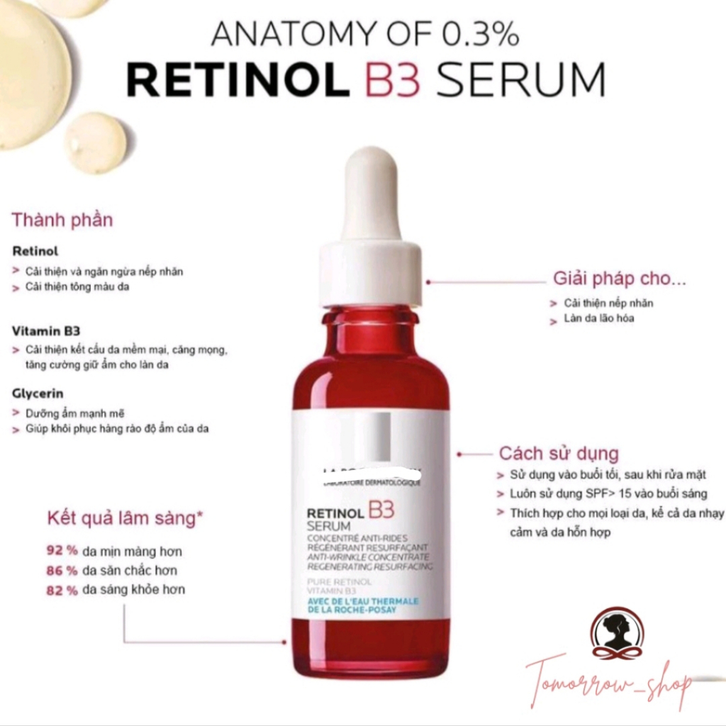Dưỡng chất serum giúp giảm thâm nám, nếp nhăn và làm đều màu da La Roche-Posay Retinol B3 Serum 3ml 30ml