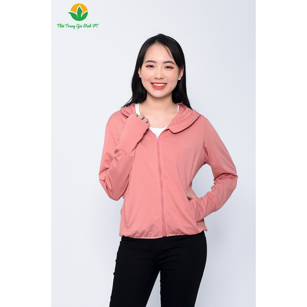 Áo chống nắng nữ chất cotton dệt kim dáng ngắn thời trang Việt Thắng  - A13.2301