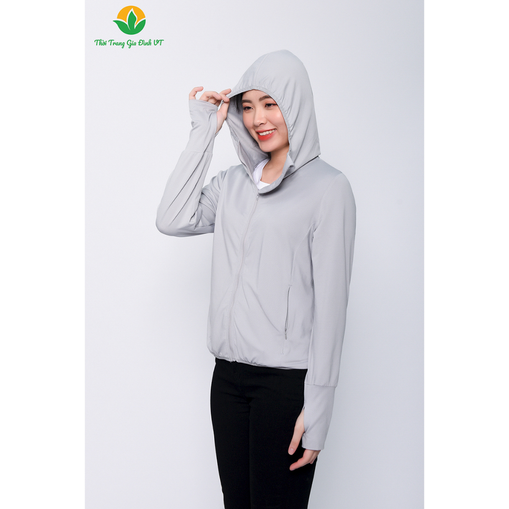 Áo chống nắng nữ chất cotton dệt kim dáng ngắn thời trang Việt Thắng  - A13.2301