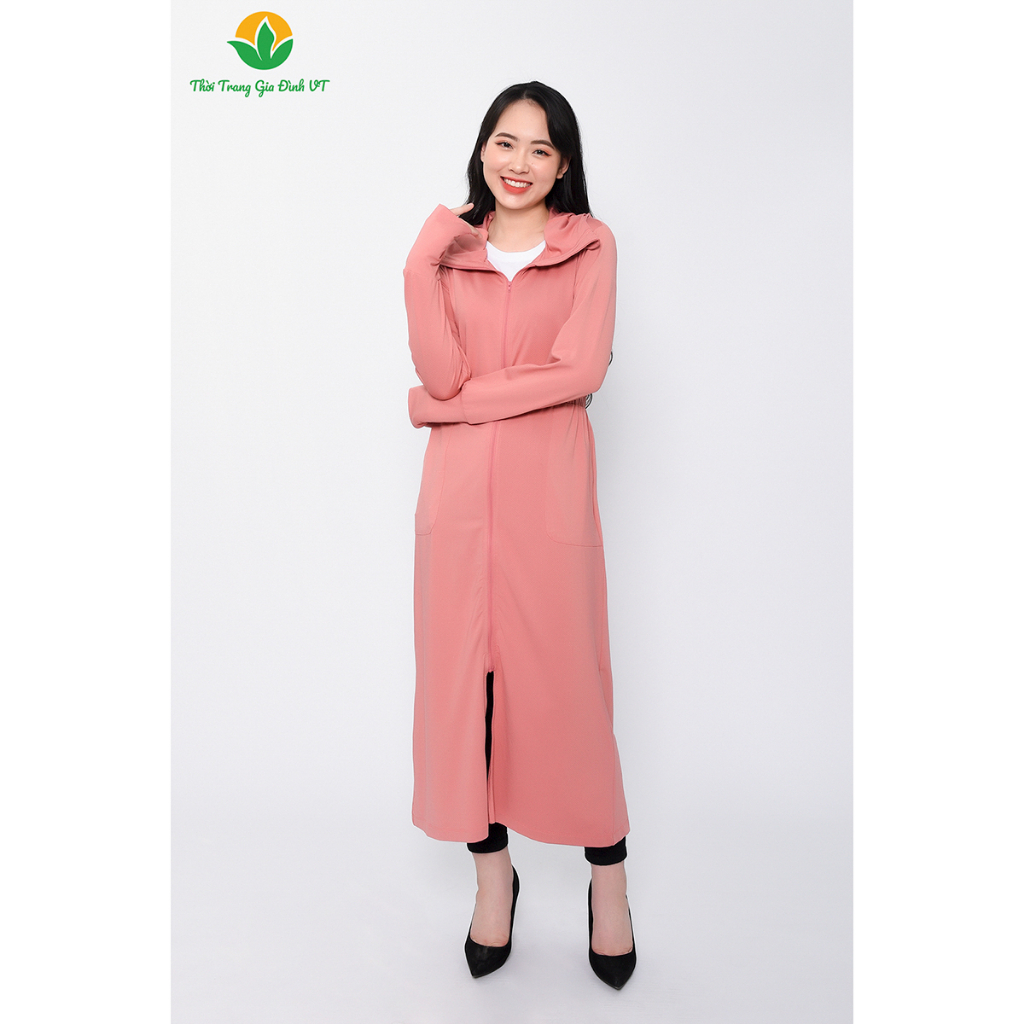 Áo chống nắng Cotton dệt kim nữ dáng dài thời trang Việt Thắng - A13.2302