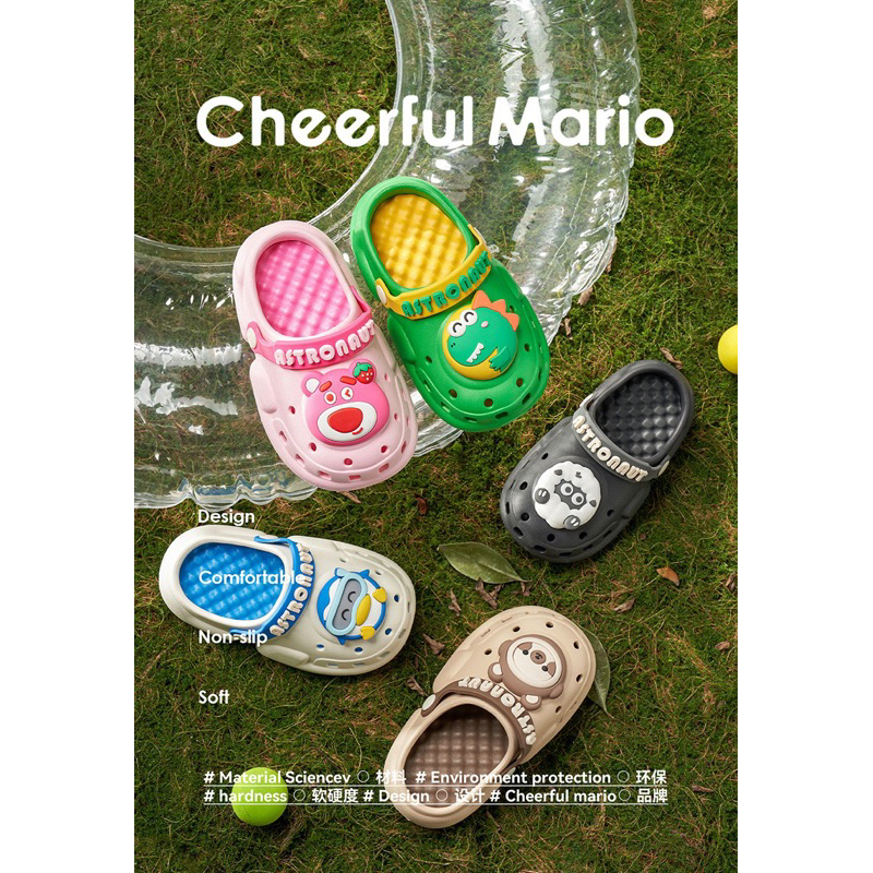 Dép sục trẻ em, dép cho bé Cheerful Mario 8188 chống trơn trượt siêu êm, nhẹ cho bé trai bé gái