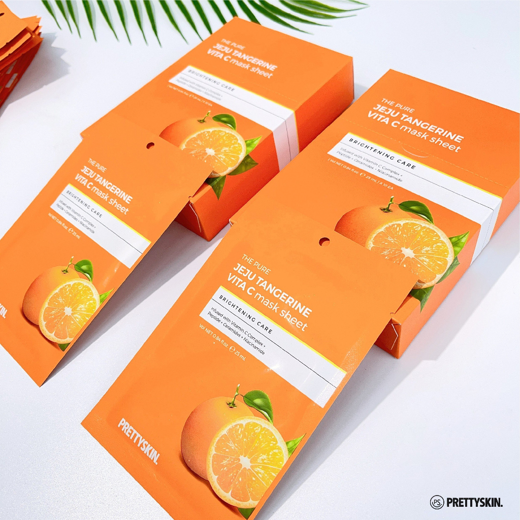 Mặt nạ Vitamin C Pretty Skin The Pure Jeju Tangerine Mask Lẻ 1 Miếng