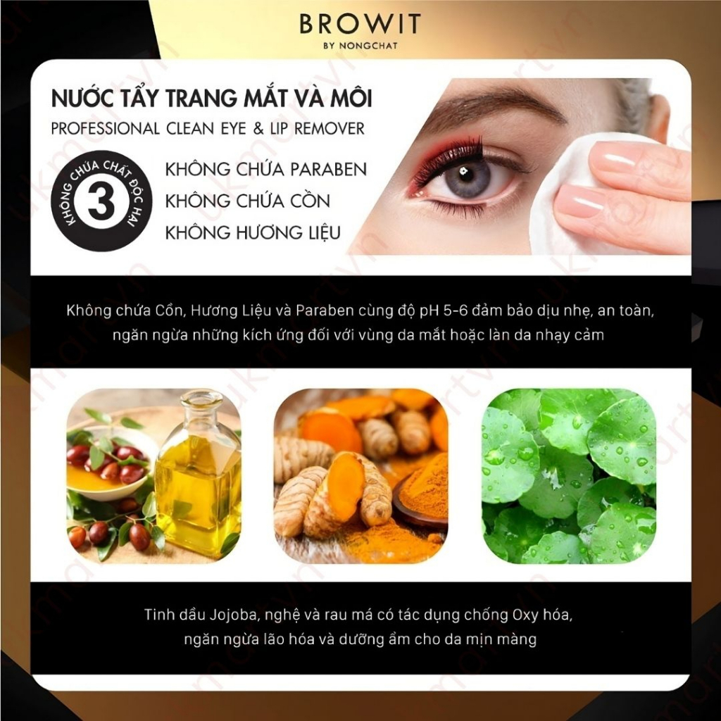 Nước Tẩy Trang Mắt Môi BROWIT By Nongchat Professional Clean Eye &amp; Lip Remover 45ml &amp; 150ml