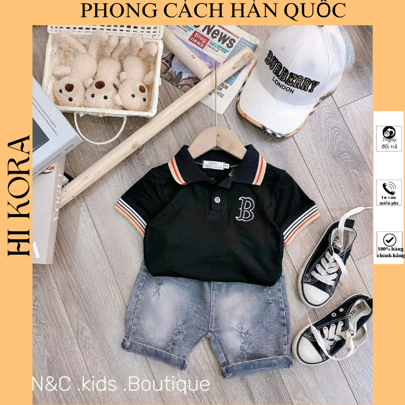 Áo thun bé trai, Size 9-33kg, Set Polo basic áo cotton co giãn, quần Jean cho bé trai sành điệu SHOP BẢO QUÂN [Nawi]