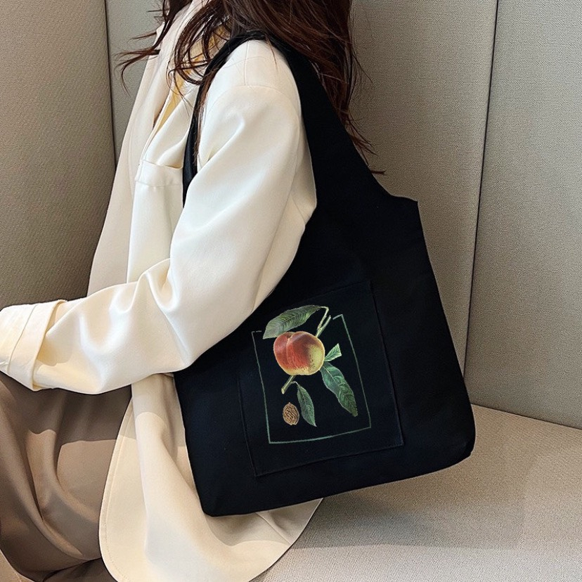 Túi tote vải canvas nữ đựng vừa laptop cỡ lớn đeo vai phong cách Nhật Bản | BigBuy360 - bigbuy360.vn