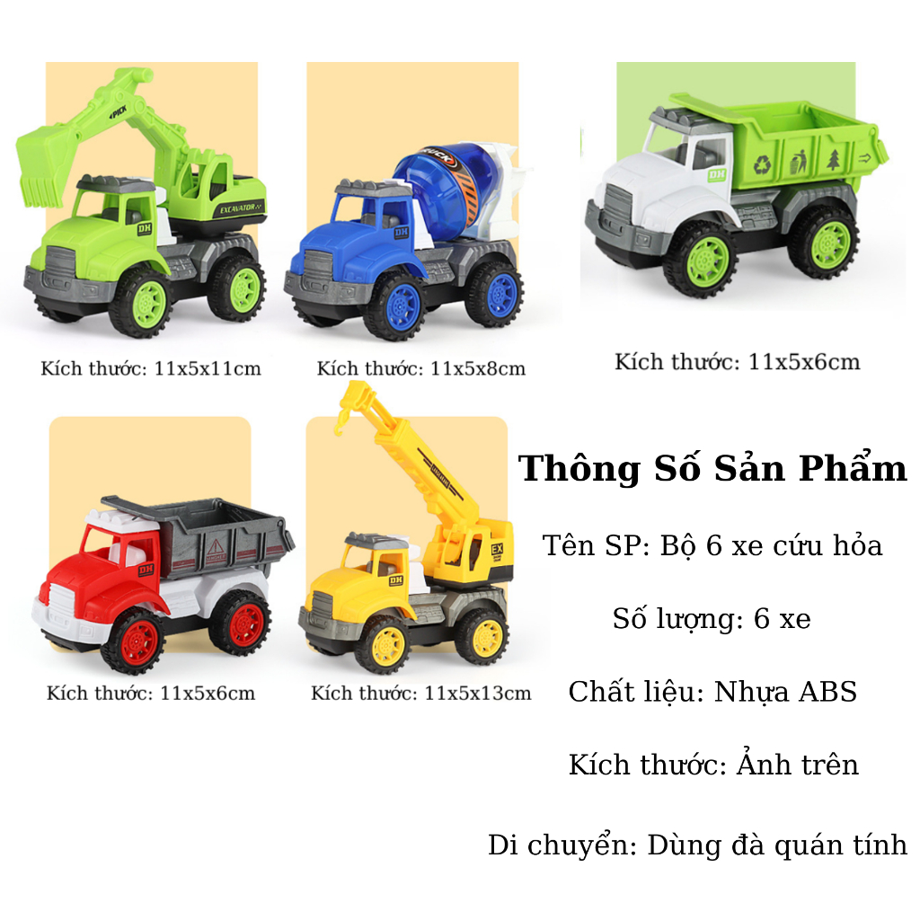 Combo Bộ Ô tô Đồ Chơi Các Loại Xe Xây Dựng BBS: Máy xúc, Xe tải, Cần Cẩu...Cho Trẻ Em