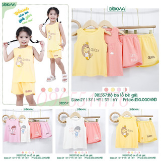 💥[FREESHIP50k] Bộ ba lỗ bé gái 2-6 tuổi Cotton Dokma Voi.kids DB1557