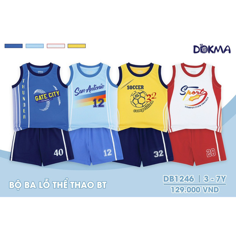 DOKMA - Bộ ba lỗ vải thông hơi mát cho bé 3-7y