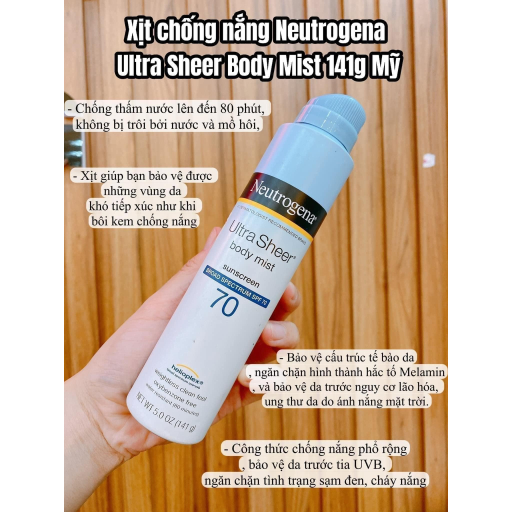 Chống nắng Neutrogena spf70 dạng xịt - 141g