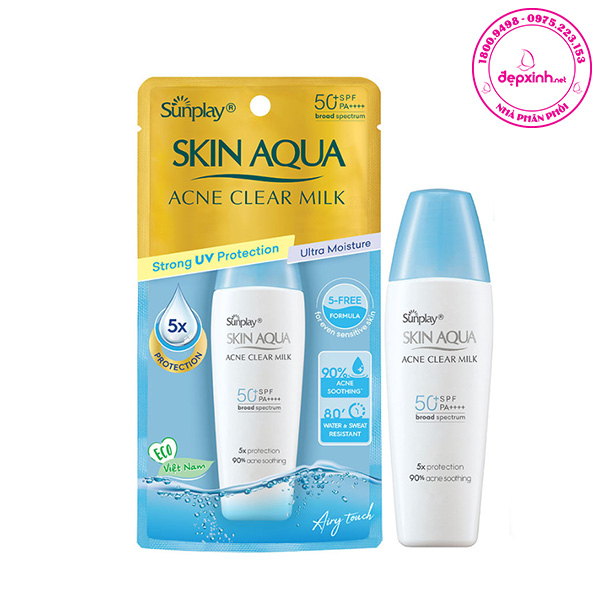 Kem Chống Nắng Dưỡng Da Ngừa Mụn Acne Clear Milk Sunplay Skin Aqua SPF50 25g