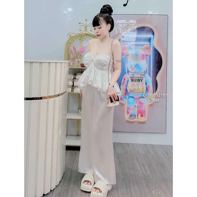 Sét bộ áo ống nơ tùng xòe phối quần ống suông cá tính VIENS STORE