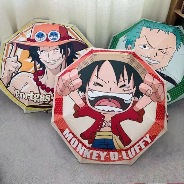 Ô Dù Che Mưa Nắng Cao Cấp Chống Thấm Nước Gấp Gọn, Dù Onepiece Luffy , zoro, ACE siêu ngầu