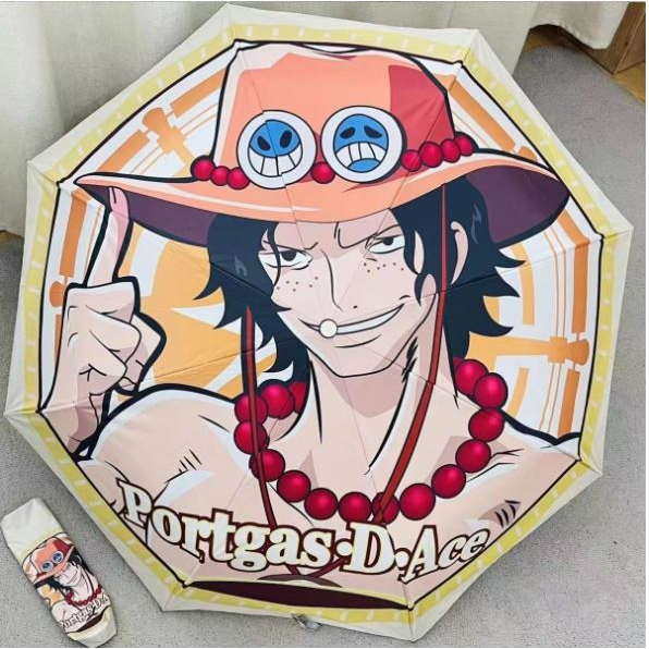 Ô Dù Che Mưa Nắng Cao Cấp Chống Thấm Nước Gấp Gọn, Dù Onepiece Luffy , zoro, ACE siêu ngầu