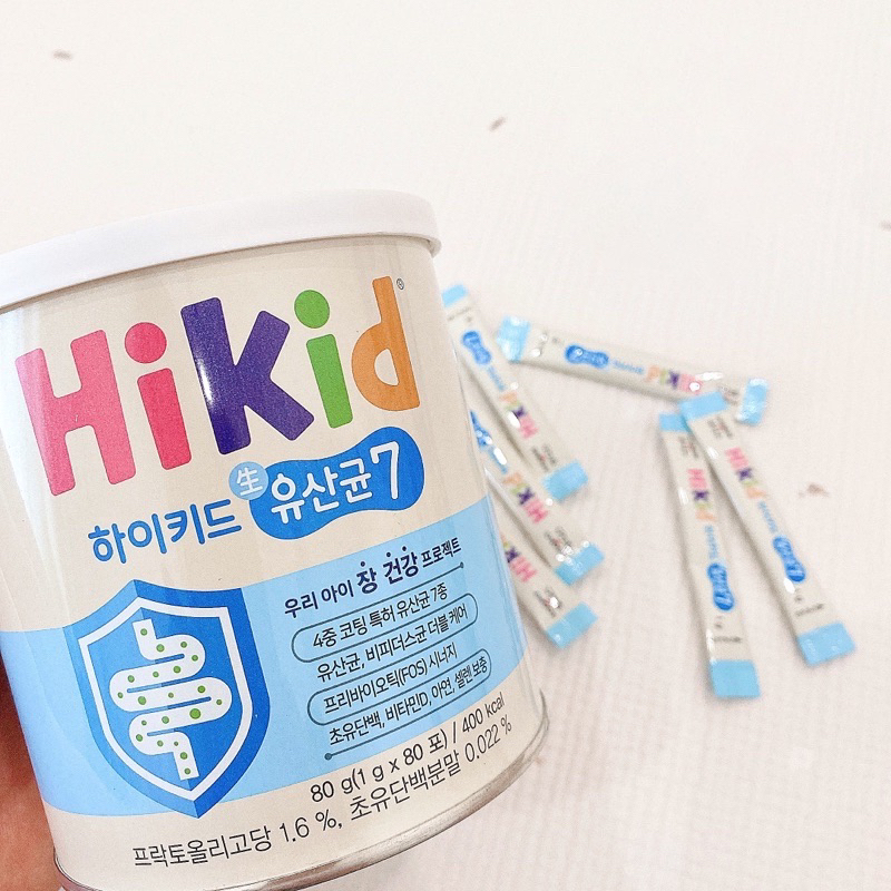 Men vi sinh và sữa non Hikid ILdong 2in1 - 12m+ (Hộp 80 gói)