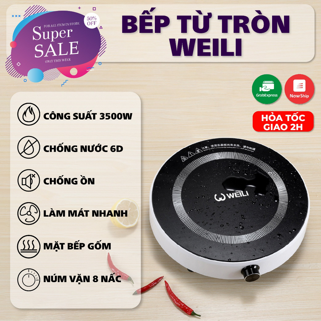 Bếp từ đơn Bếp điện từ Tròn Kalas Công Suất 2200W tự ngắt bếp từ c35