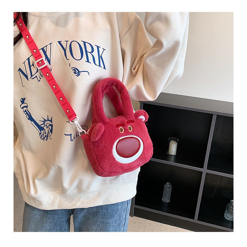 Túi Đeo Hình Gấu Dâu Túi Đeo Gấu Hoạt Hình Nhồi bông Dễ Thương Disney Lotso