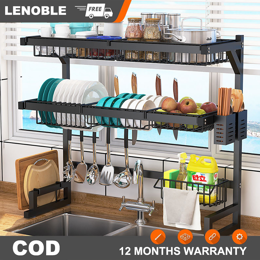 65-125CM giá để đồ bếp LENOBLE Trên Bồn Rửa Bát Cao Cấp Đa Năng 1/2 Tầng Kệ Để Chén Đĩa Trên Bồn Rửa Bát