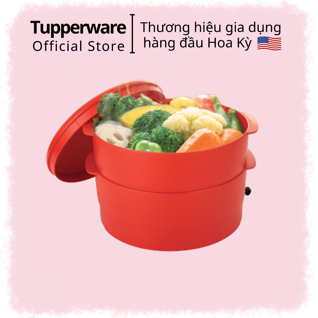 [Tupperware] Xửng Hấp Steam It 2 Tầng màu đỏ