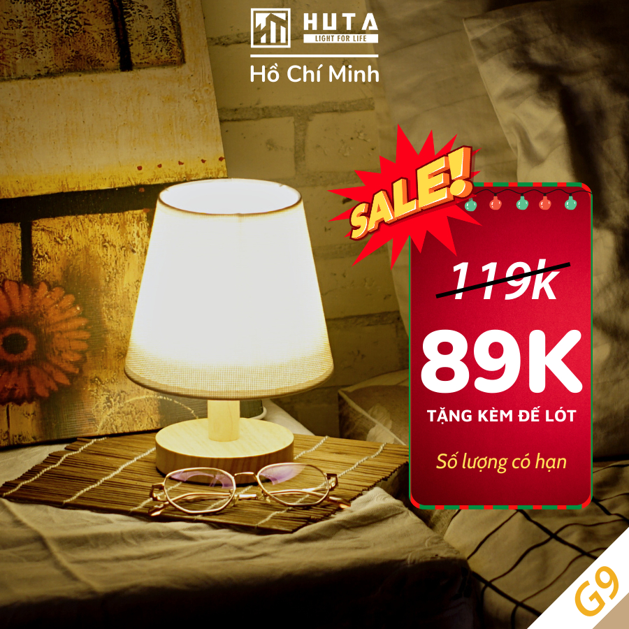 Đèn Ngủ Để Bàn Gỗ HUTA G9 Vintage Decor Trang Trí Phòng Ngủ, Đầu Cắm USB Tiện Lợi An Toàn Cho Bé, Quà Tặng Ý Nghĩa