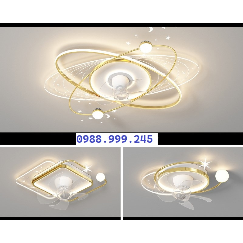 Quạt đèn ốp sát trần,quạt đảo trần xoay 360 độ trang trí phòng khách-phòng ngủ chung cư trần thấp có điều khiển từ xa