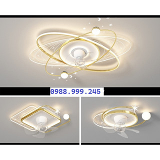 Quạt đèn ốp sát trần,quạt đảo trần xoay 360 độ trang trí phòng khách-phòng ngủ chung cư trần thấp có điều khiển từ xa