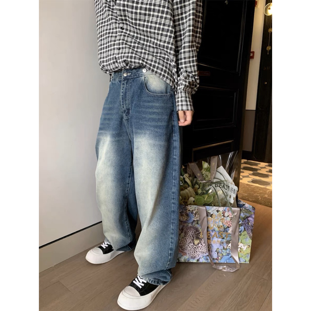 Quần Jean Ống Rộng Nam Nữ Unisex WASH Phủ Ánh Bạc Cao Cấp JS07 | BigBuy360 - bigbuy360.vn