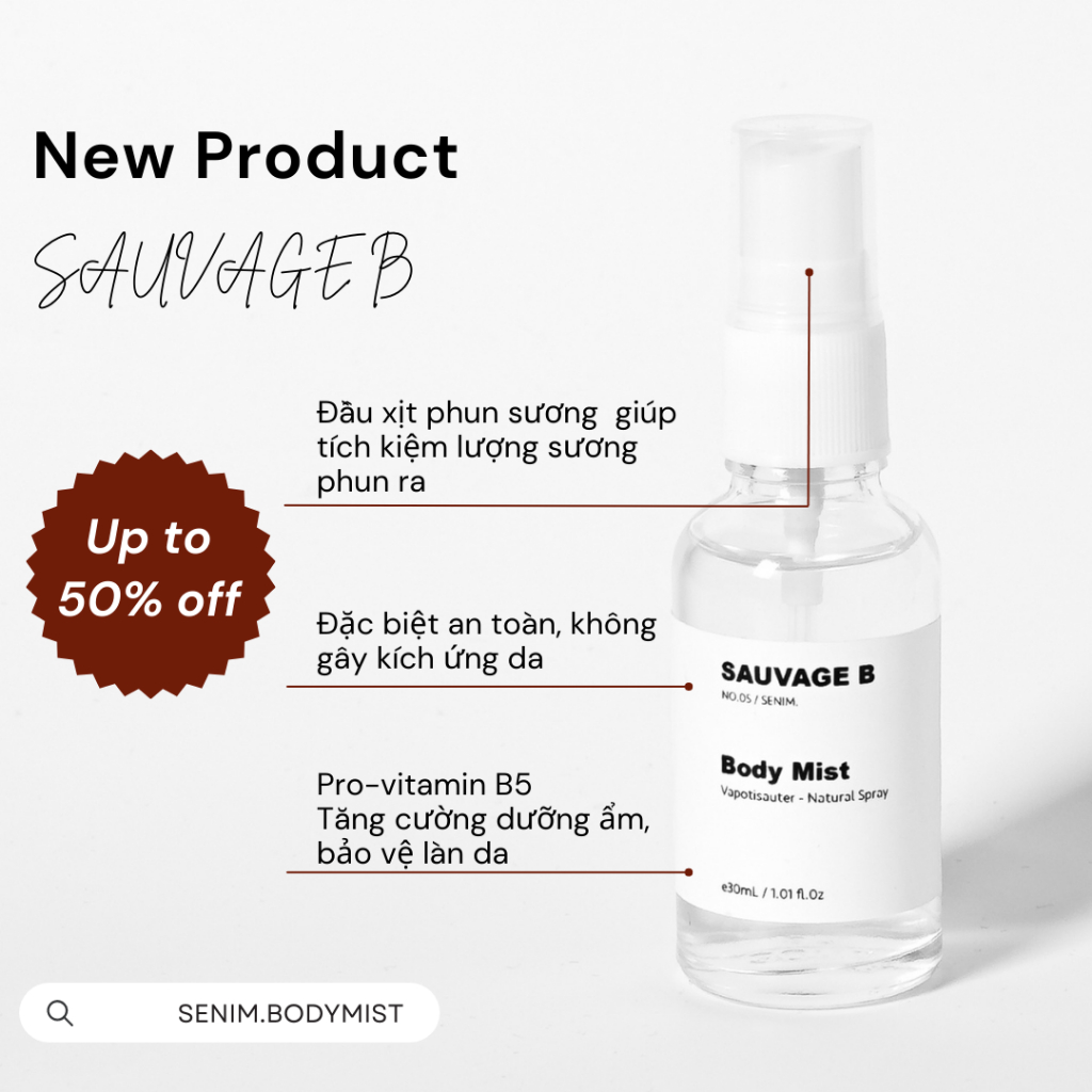 Body mist nam nữ hương nước hoa Sauvage B, xịt thơm body mist mini hương thơm sang trọng 30mL