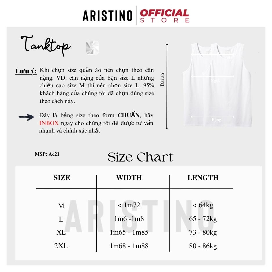 Áo thun ba lỗ nam ARISTINO AC21 áo tanktop sát nách trắng kiểu lót trơn 100% cotton thoáng mát thấm hút co giãn tốt