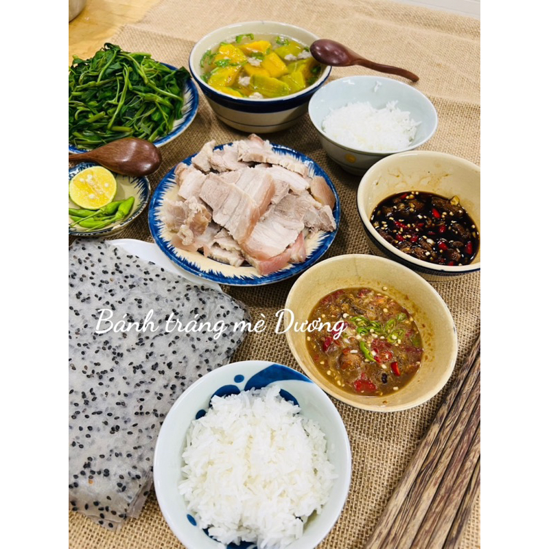 Bánh Tráng gạo Mè Đen nhúng Loại 1 nhiều mè dẻo - Đặc Sản Phan Rang Tháp Chàm -Bánh tráng mè Dương