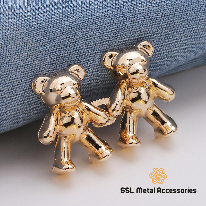 Nút kim loại thời trang mới hình gấu dễ thương gắn quần jean/ cài nút đơn giản thắt chặt quần PC-0100