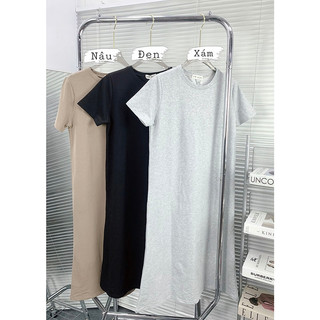 Đầm Nữ Suông Dài Trơn Form Rộng Cổ Tròn Basic M988
