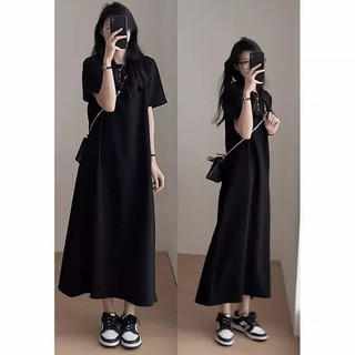 Đầm Nữ Suông Dài Trơn Form Rộng Cổ Tròn Basic M988