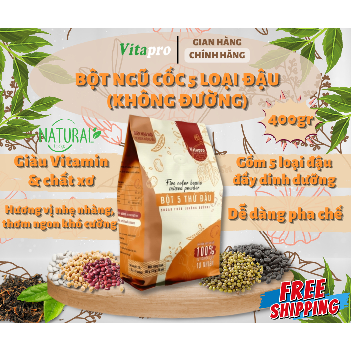 Bột ngũ cốc 5 thứ đậu Vitapro hỗ trợ giảm cân phù hợp với mọi lứa tuổi (không đường)