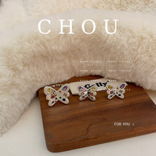 Dây chuyền, bông tai, nhẫn hình bướm, trái tim đính đá màu | chou accessories |