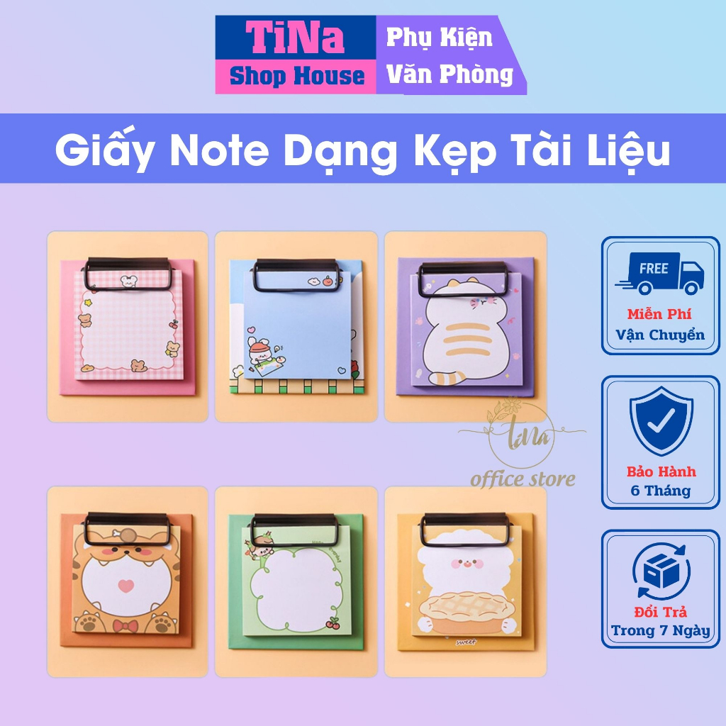 Tập 30 Tờ Giấy Note Dạng Kẹp Tài Liệu Chắc Chắn [ NHỎ GỌN ] - Giấy Ghi Chú Mini Họa Tiết Hoạt Hình Dễ Thương