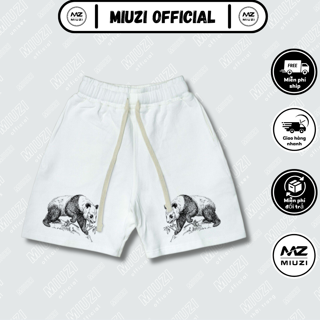 Quần short nam local brand Miuzi họa tiết gấu trúc xuống núi vải nỉ da cá DT214 | BigBuy360 - bigbuy360.vn