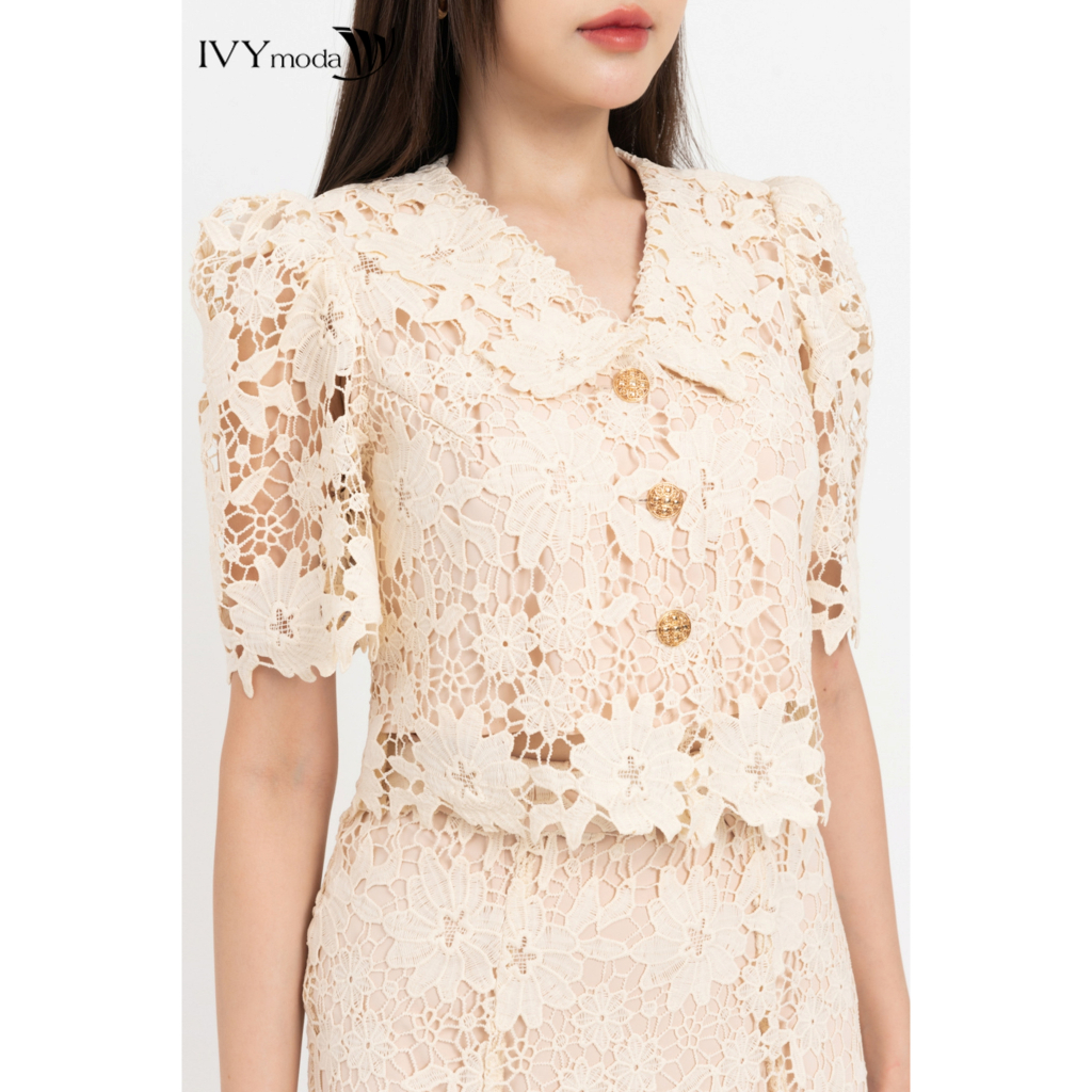 Lace skirt - Set áo tay bồng phối chân váy dài nữ IVY moda MS 16M8196