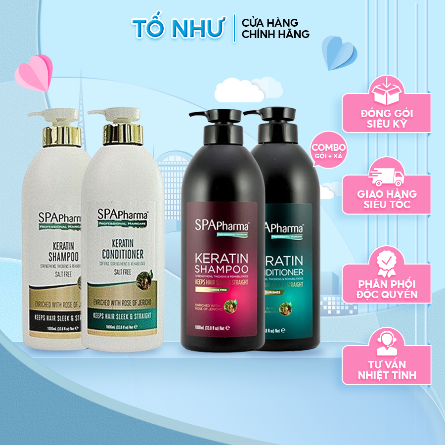 Set gội xả siêu phục hồi tóc chuẩn salon SPAPharma 1000ml