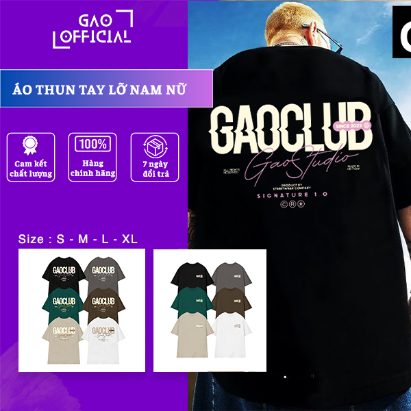 Áo Thun Tay Lỡ Gao Streetwear - Áo Phông Unisex Form Dáng Oversize Với Chất Liệu Form Cổ Tròn Thoải Mái.