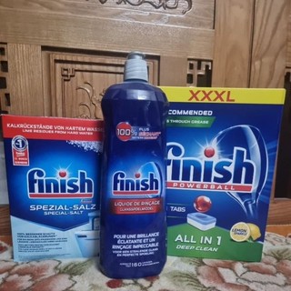 Combo 100 Viên finish all in 1+1150ml Bóng finish+1.5kg muối rửa bát finish dùng cho Máy rửa bát