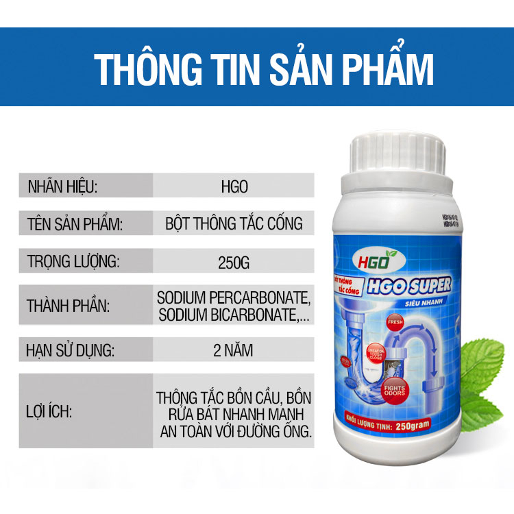 [COMBO 3] Bột thông cống HGO SUPER siêu nhanh siêu mạnh siêu an toàn