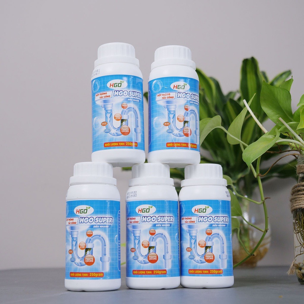 [COMBO 5] Bột thông cống cực mạnh HGO SUPER siêu nhanh, siêu mạnh, siêu an toàn 250gram