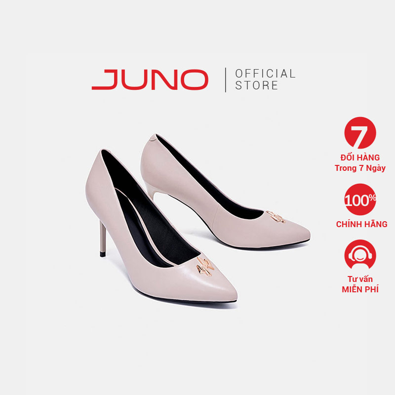 Giày Cao Gót 9cm Nữ Thời Trang JUNO Trang Trí Khoá Logo Juno CG09153