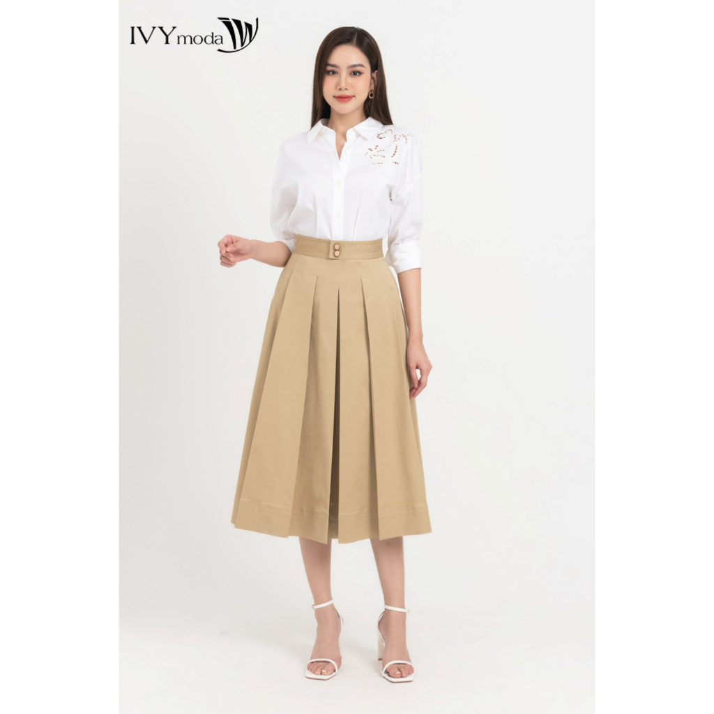 Chân váy xòe phối ly IVY moda MS 30M8266