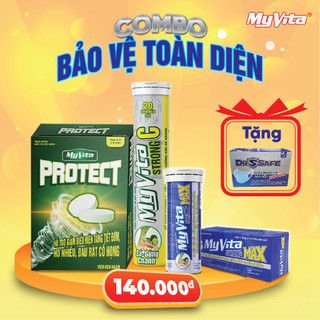 Combo 2 hộp viên sủi bổ sung vitamin + viên ngậm giảm ho MyVita  TẶNG khẩu trang 4 lớp - SPM Official Store