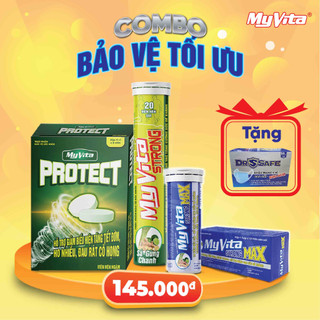 Combo 2 hộp viên sủi bổ sung vitamin + viên ngậm giảm ho MyVita TẶNG khẩu trang 4 lớp - SPM Official Store